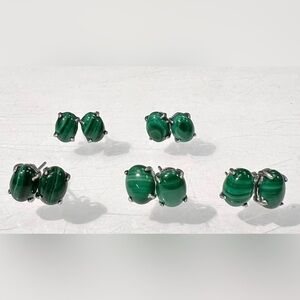 Malachite Gemstone Stud Earrings